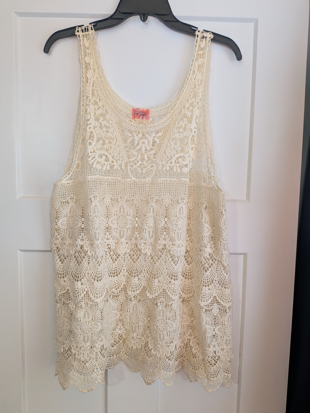 Free People Cream Crochet Lace Tank Top